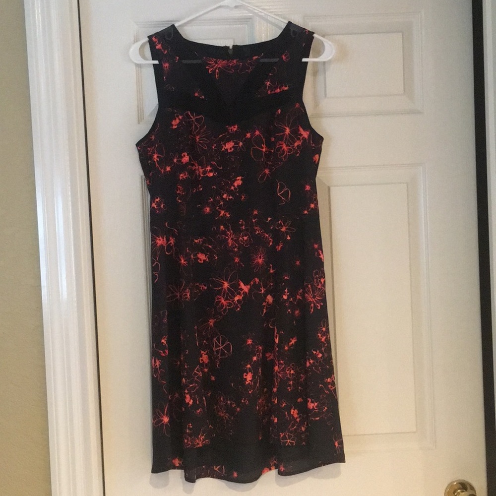 Black with red flowers dress
